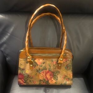 Patricia Nash Floral Tan and Brown Shoulder Bag